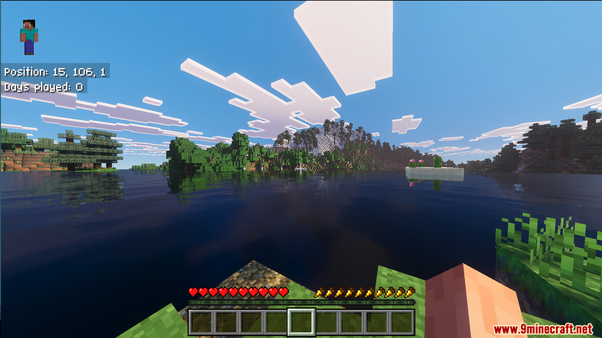 BakuBuilds survival island Map showing a player on a small grassy land