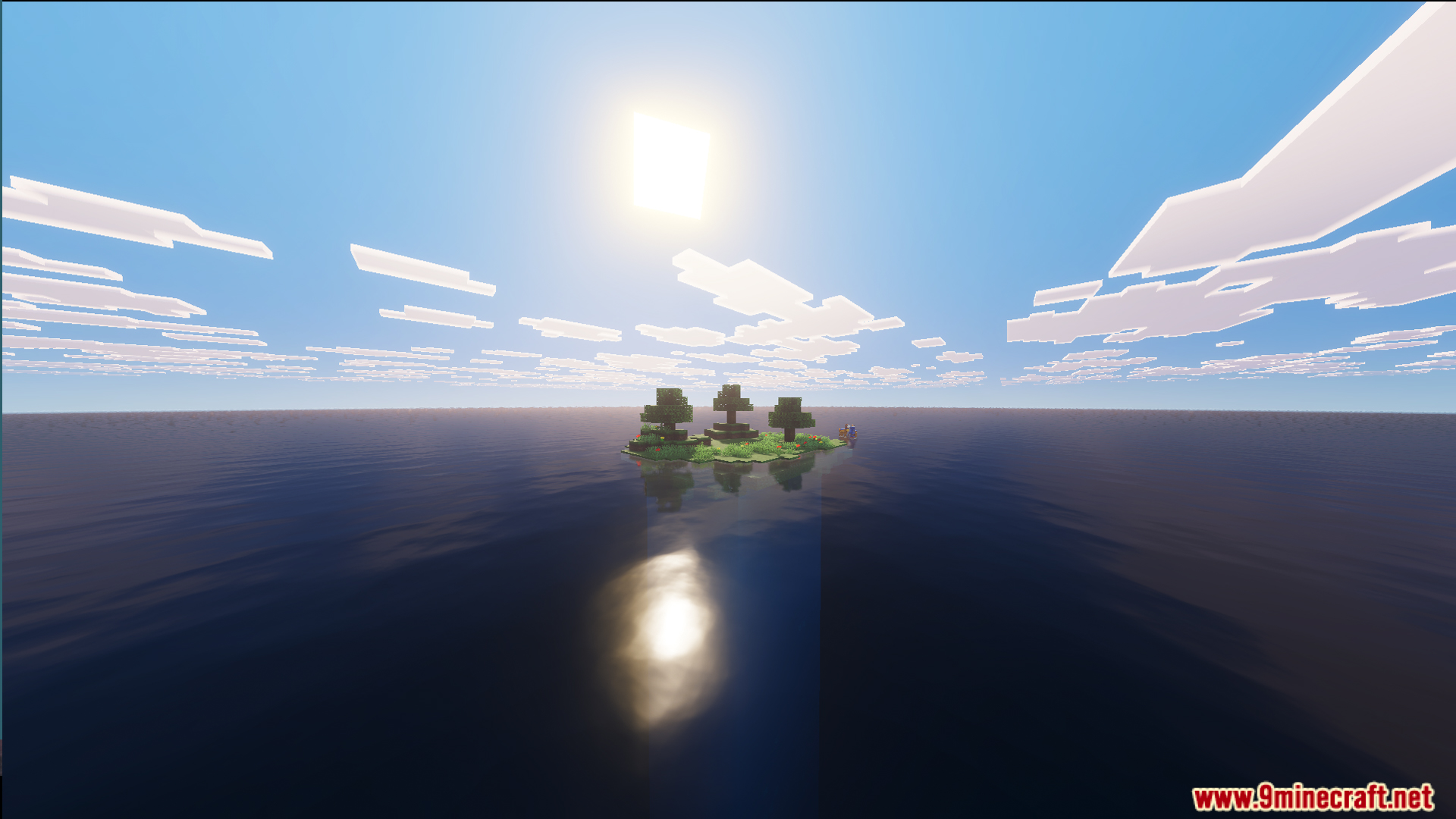 BakuBuilds survival island Map features a tiny grassy island in a vast ocean
