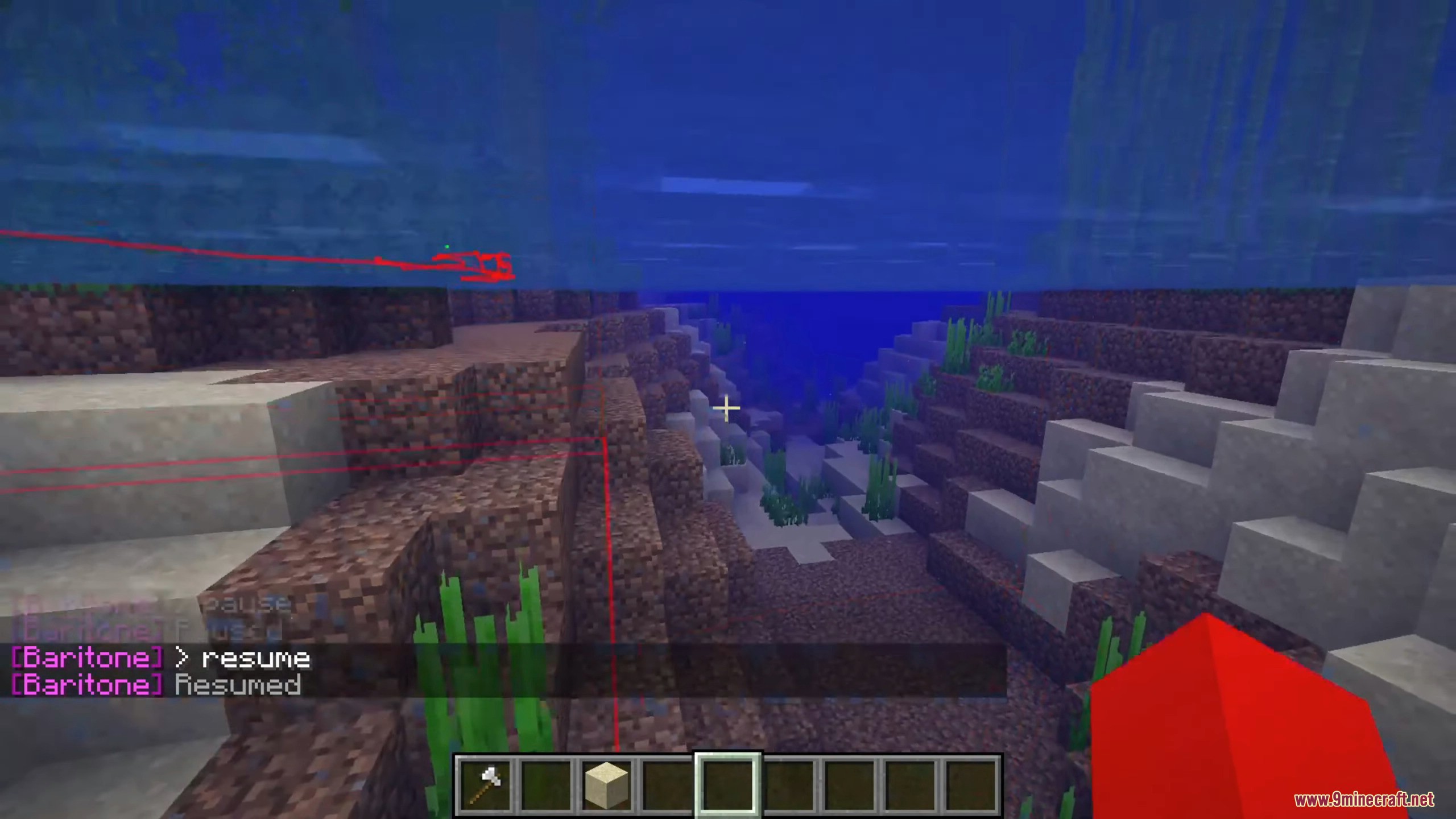 The pathfinding system generates a route deep underwater near an ocean trench.