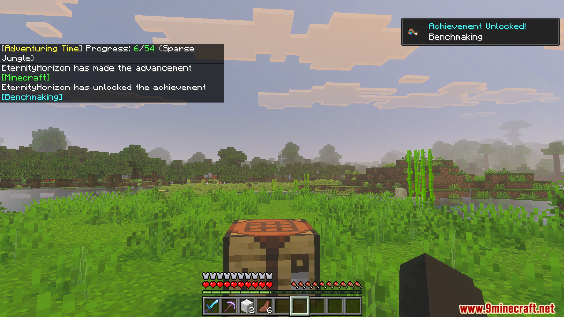 Bedrock Advancements Addon displays a popup notification for unlocking a new achievement