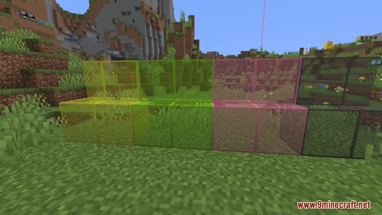 Better Clearer Glass Resource Pack Screenshot 2 Various colored stained glass blocks showing clear centers and thin outlines