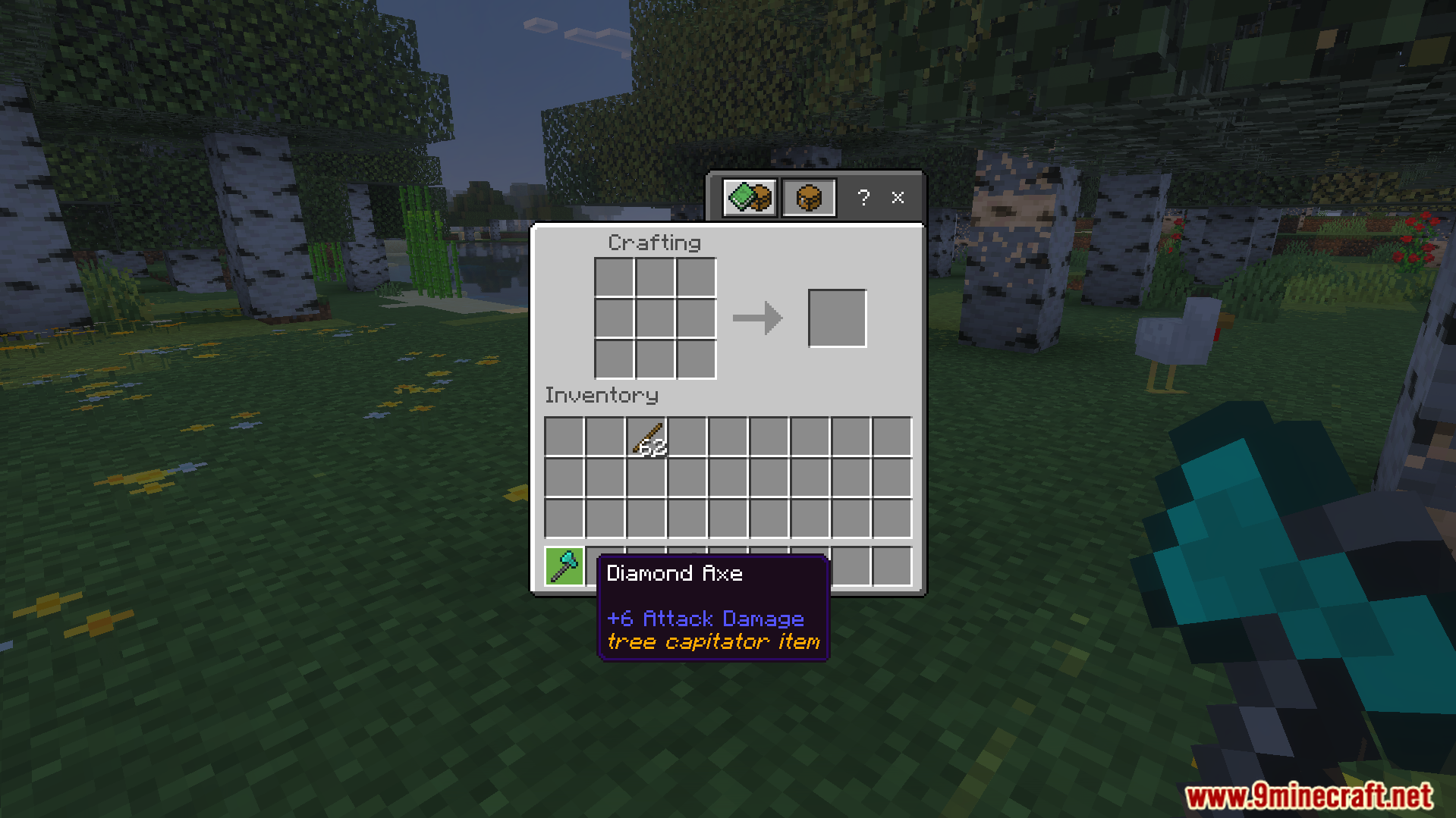 Better Tree Capitator addon showing a diamond axe with special item description