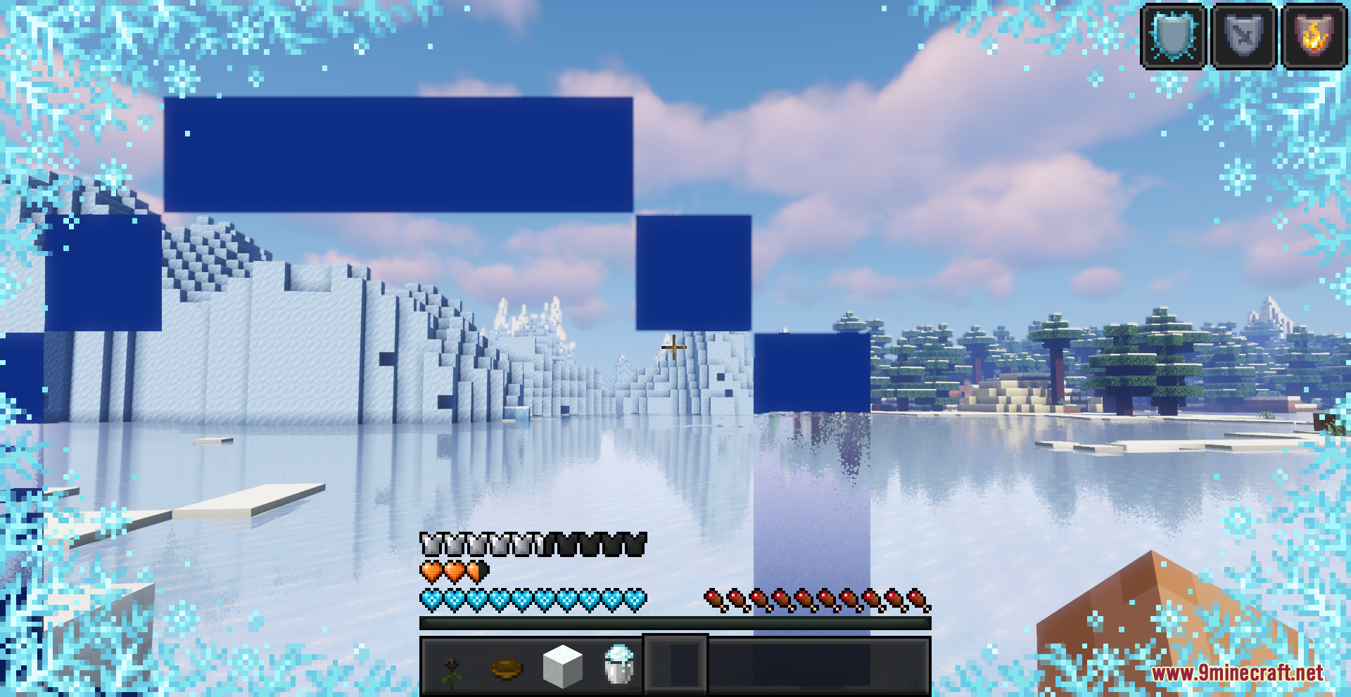 Beyond Huds Resource Pack Screenshot 9 Beyond Huds Resource Pack displaying a custom blue snowflake border and HUD
