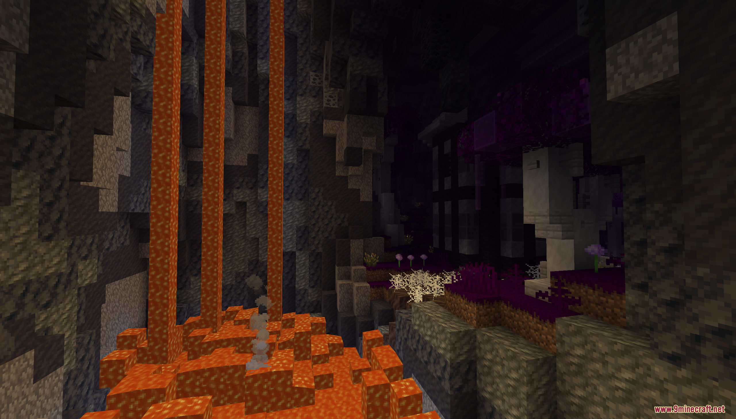 Beyond the Exosphere Map Screenshot 5 Lava falls flow into a deep cave in the Beyond the Exosphere Map