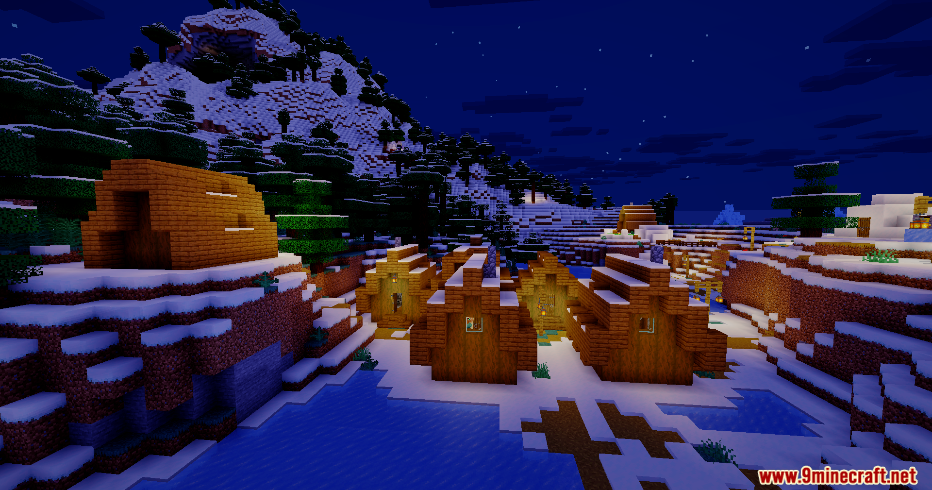 Bloom Shaders Screenshot 10 Bloom Shaders provides warm lighting for a snowy village during the night