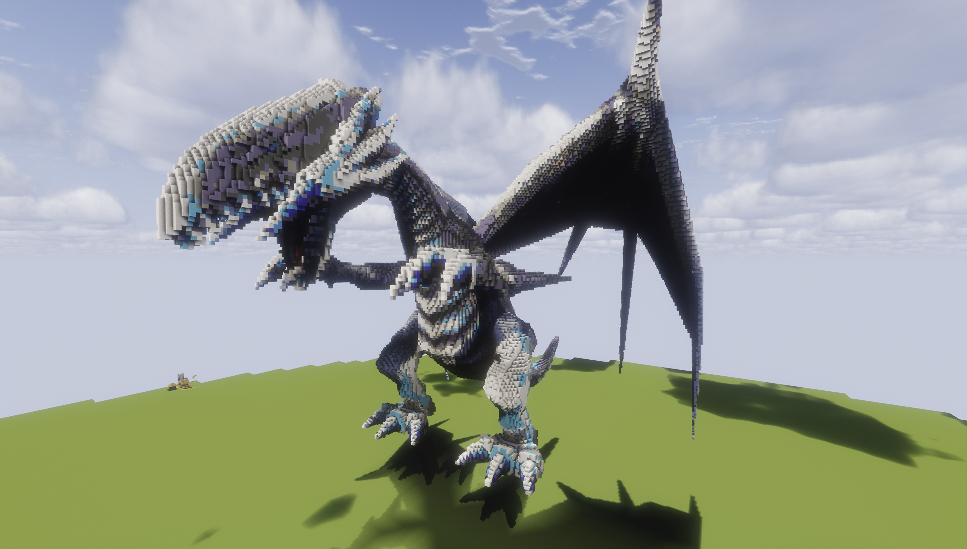Blue Eyes White Dragon Schematic Screenshots 2 Detailed view of the giant dragon build standing on a green field