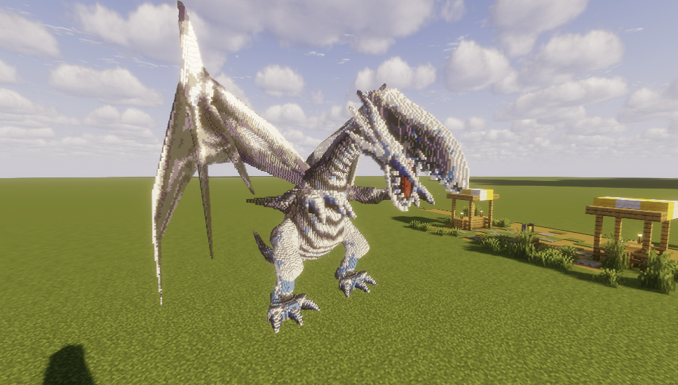 Blue Eyes White Dragon Schematic Screenshots 3 Large Blue Eyes White Dragon structure standing on a flat green field