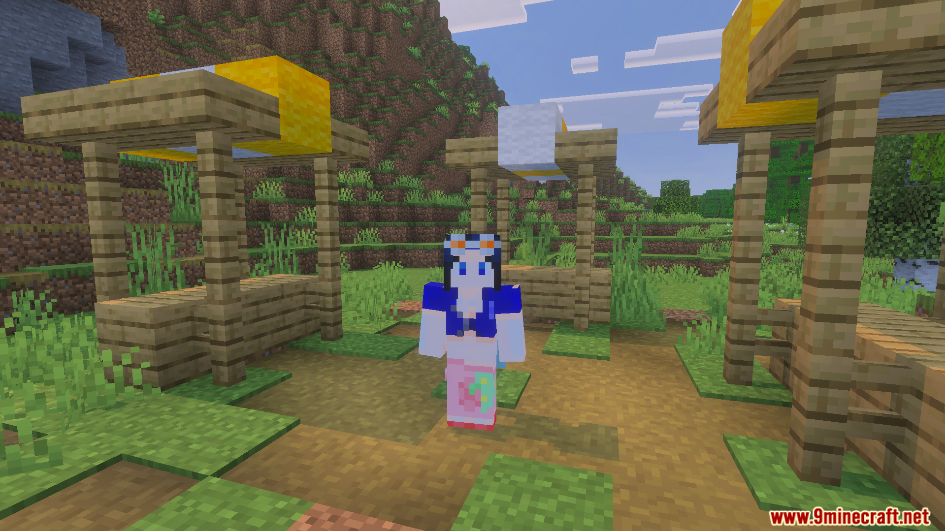BluePrints One Piece Skin Pack Screenshot 5 BluePrints One Piece Skin Pack Robin skin standing near wooden market stalls