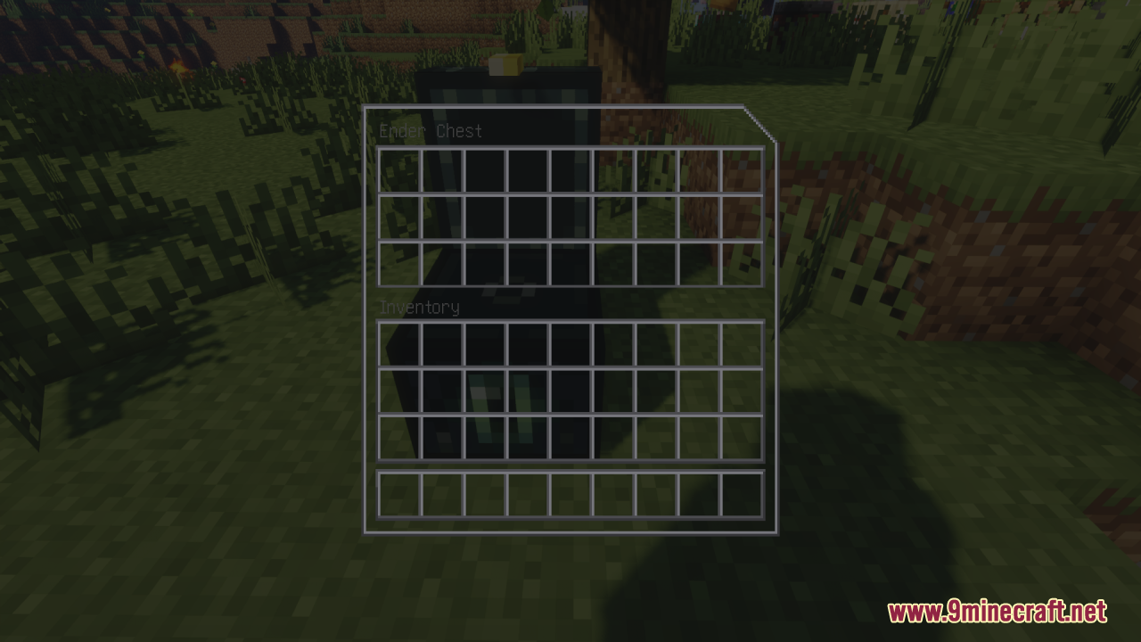 Bluxy Crystal Resource Pack features a transparent Ender Chest inventory screen