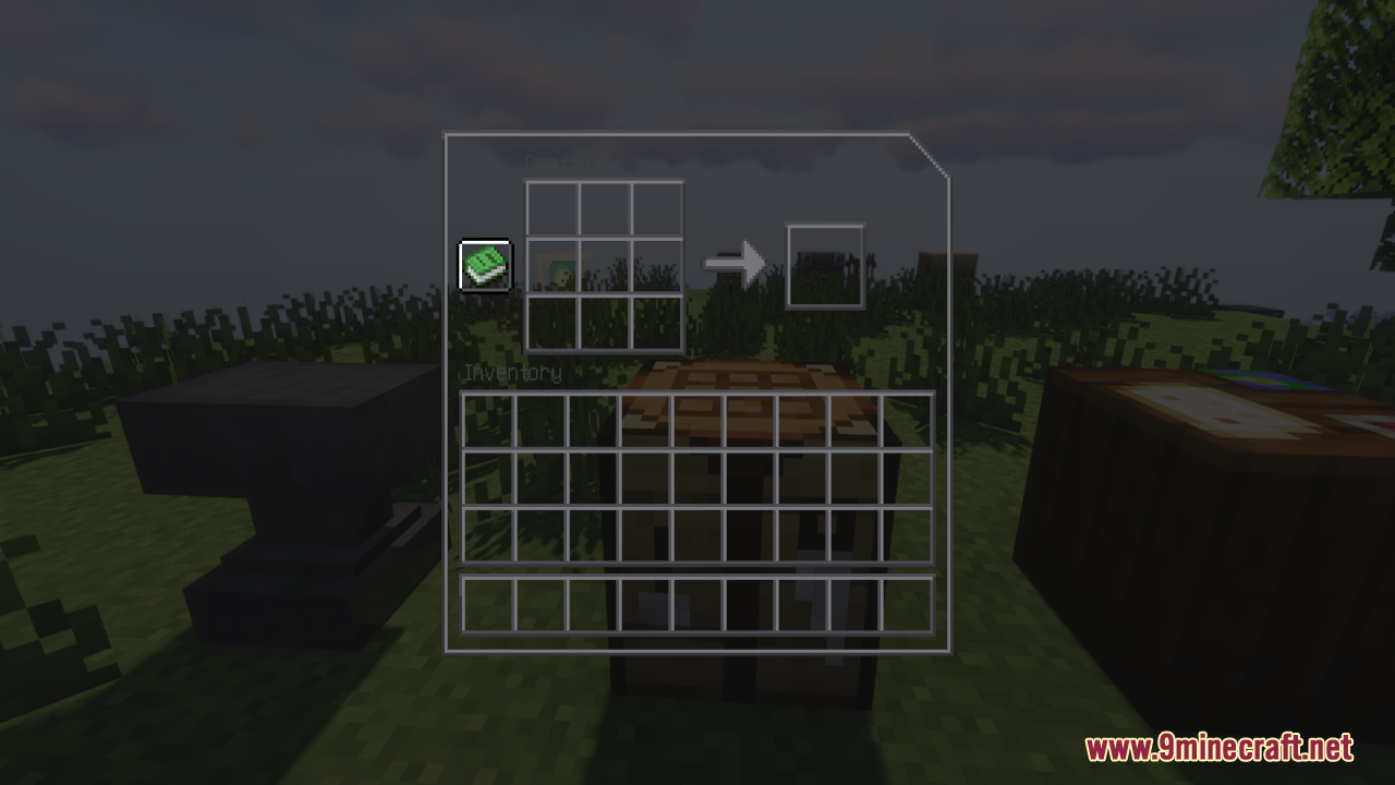 Transparent crafting table interface from the Bluxy Crystal Resource Pack for players