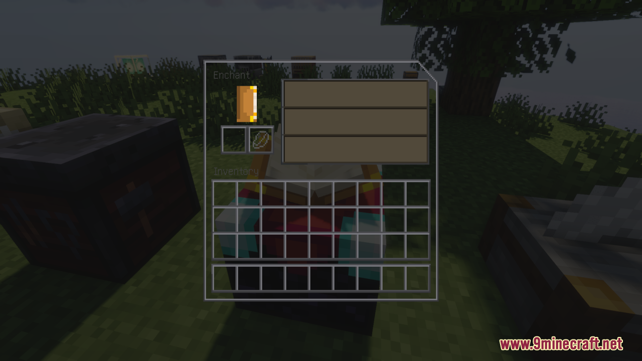 A transparent enchanting table interface with white outlines and a minimalist design