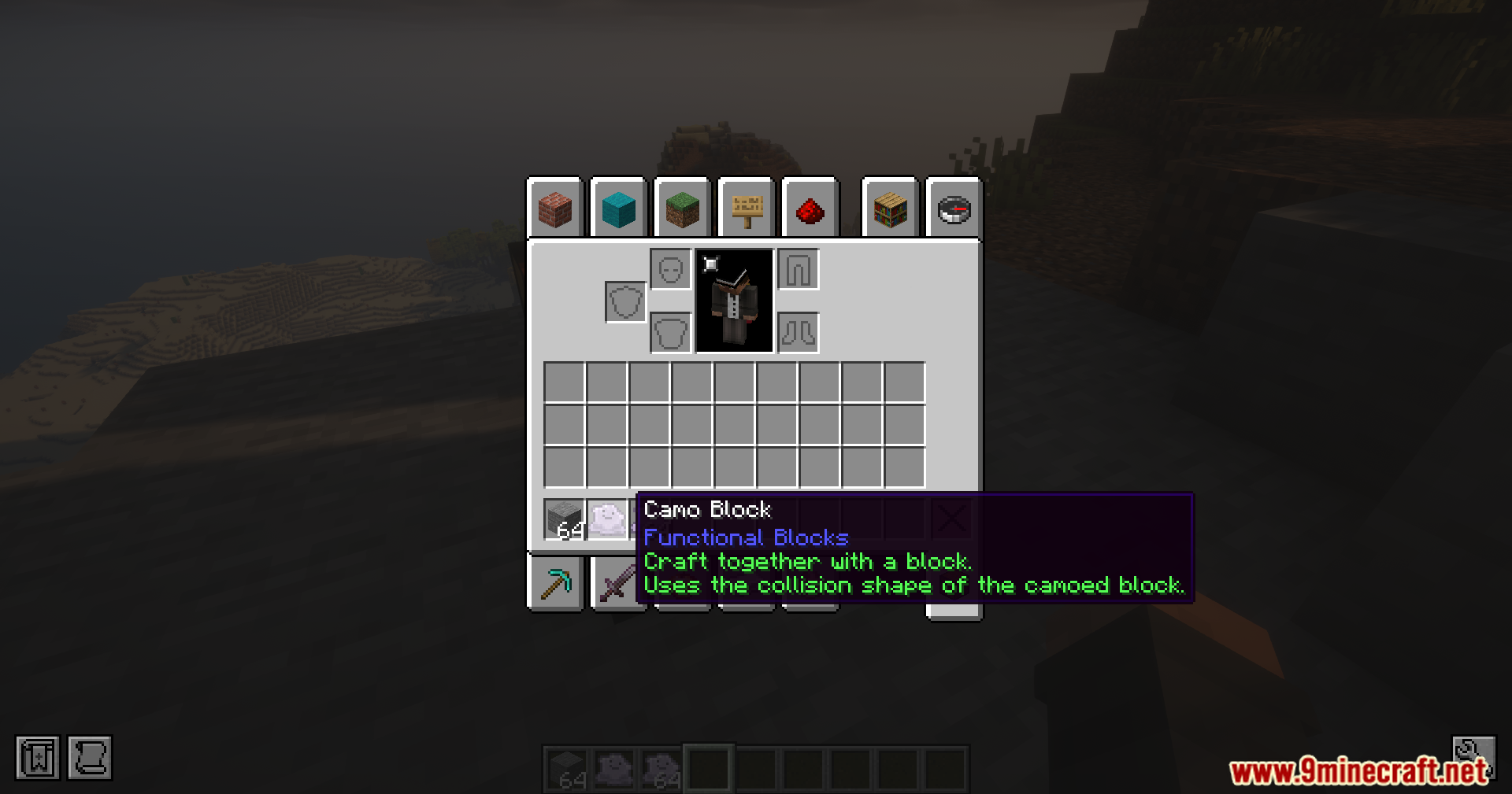 Inventory screen showing the Camo Block item from the Camol Mod