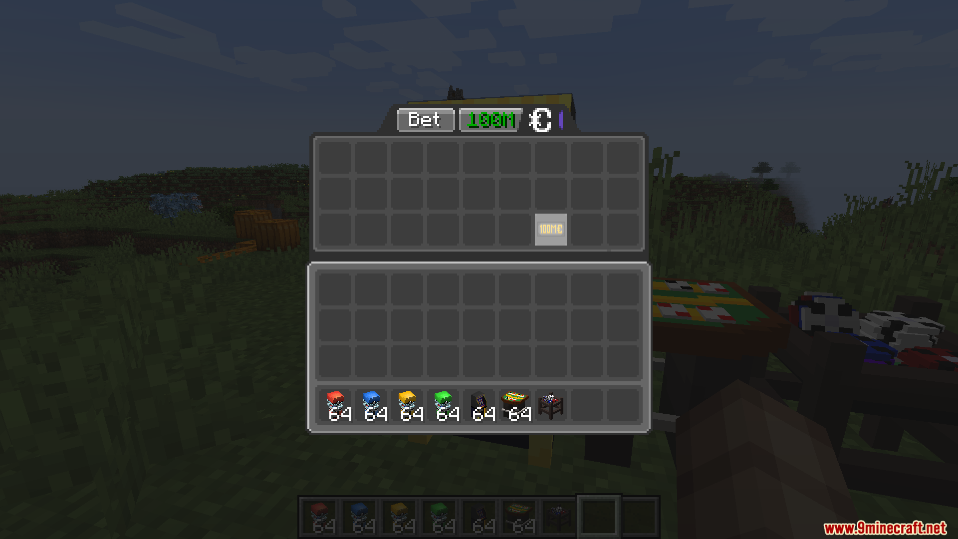 Betting interface displaying player inventory and coin balance for the casino games