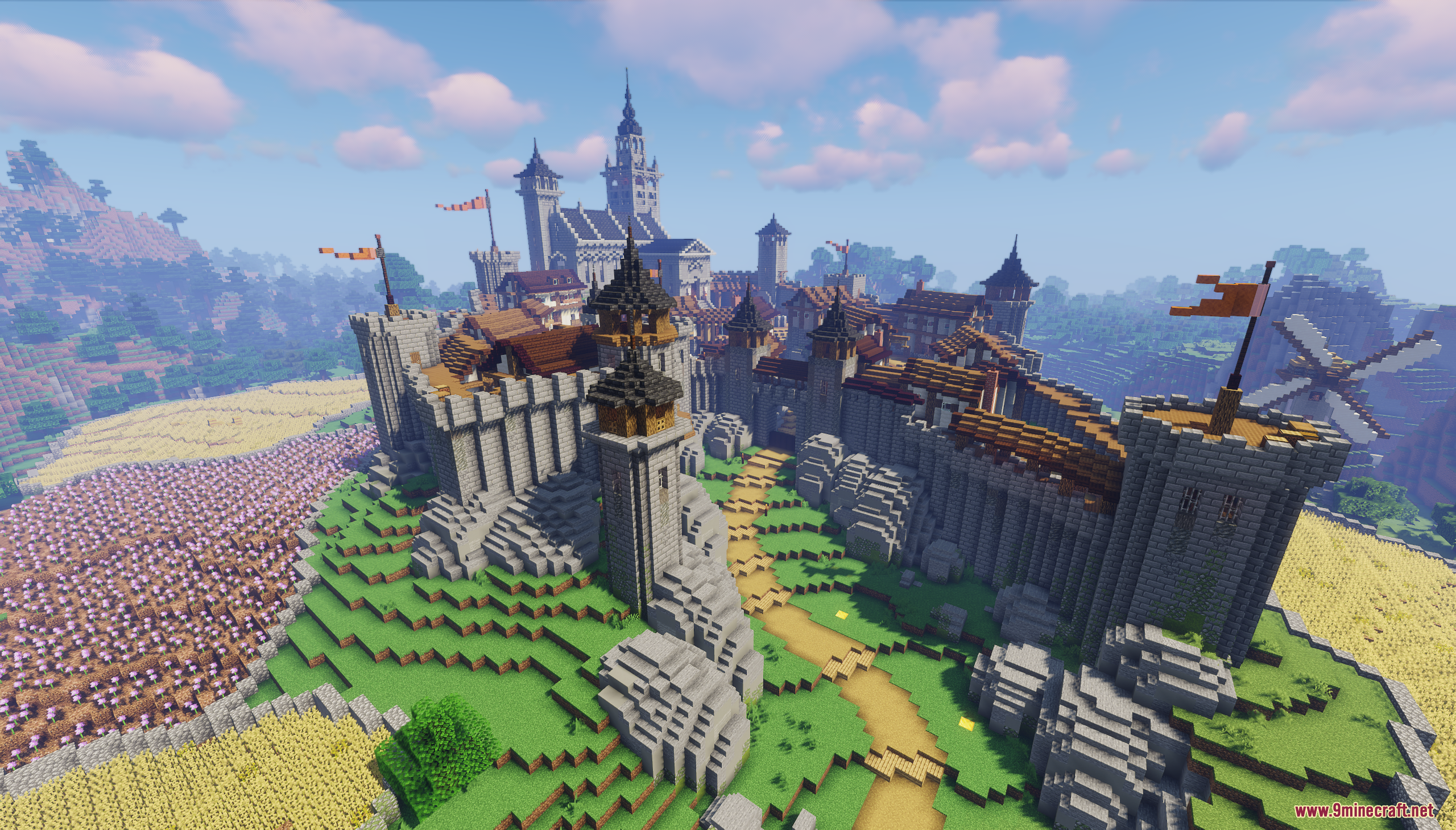 Castle Town Map Screenshot 1 A sprawling medieval castle town map featuring high stone walls and towers