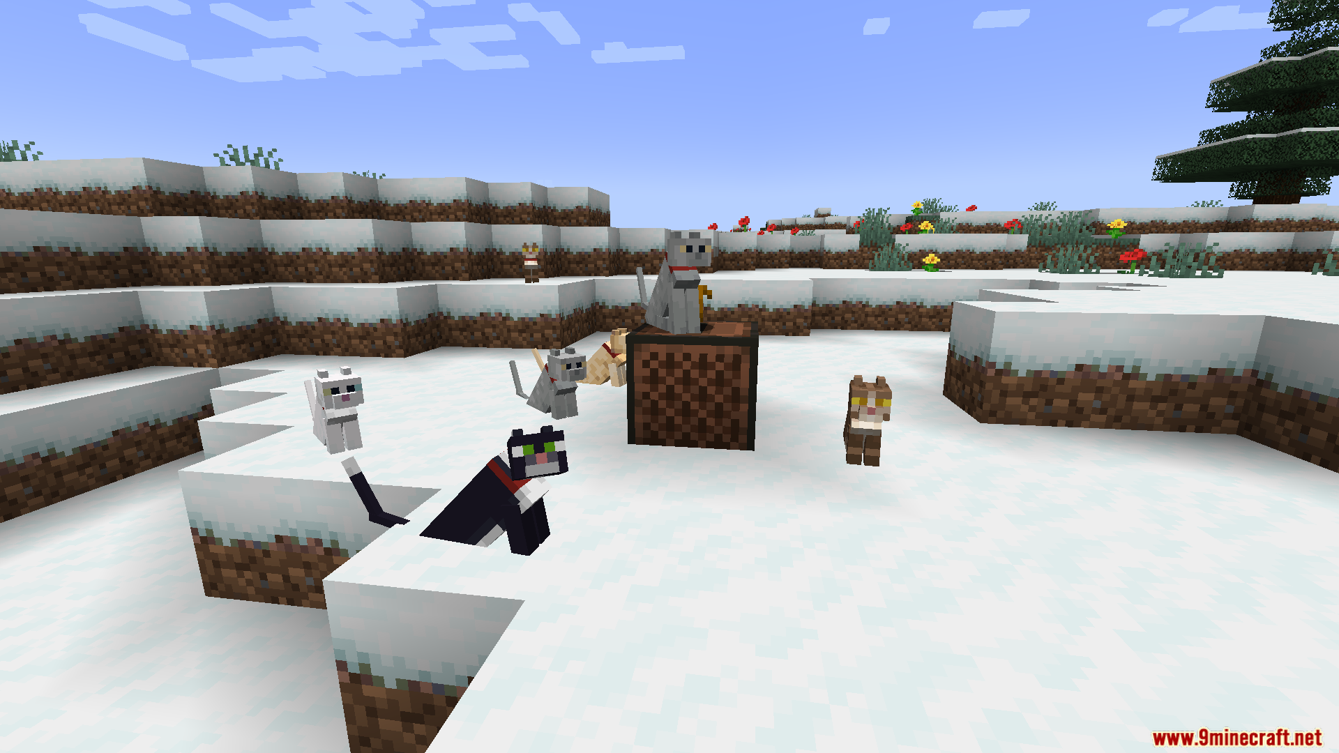 Cat Jam Mod Screenshot 4 Various cats bobbing their heads to music from a jukebox in snow