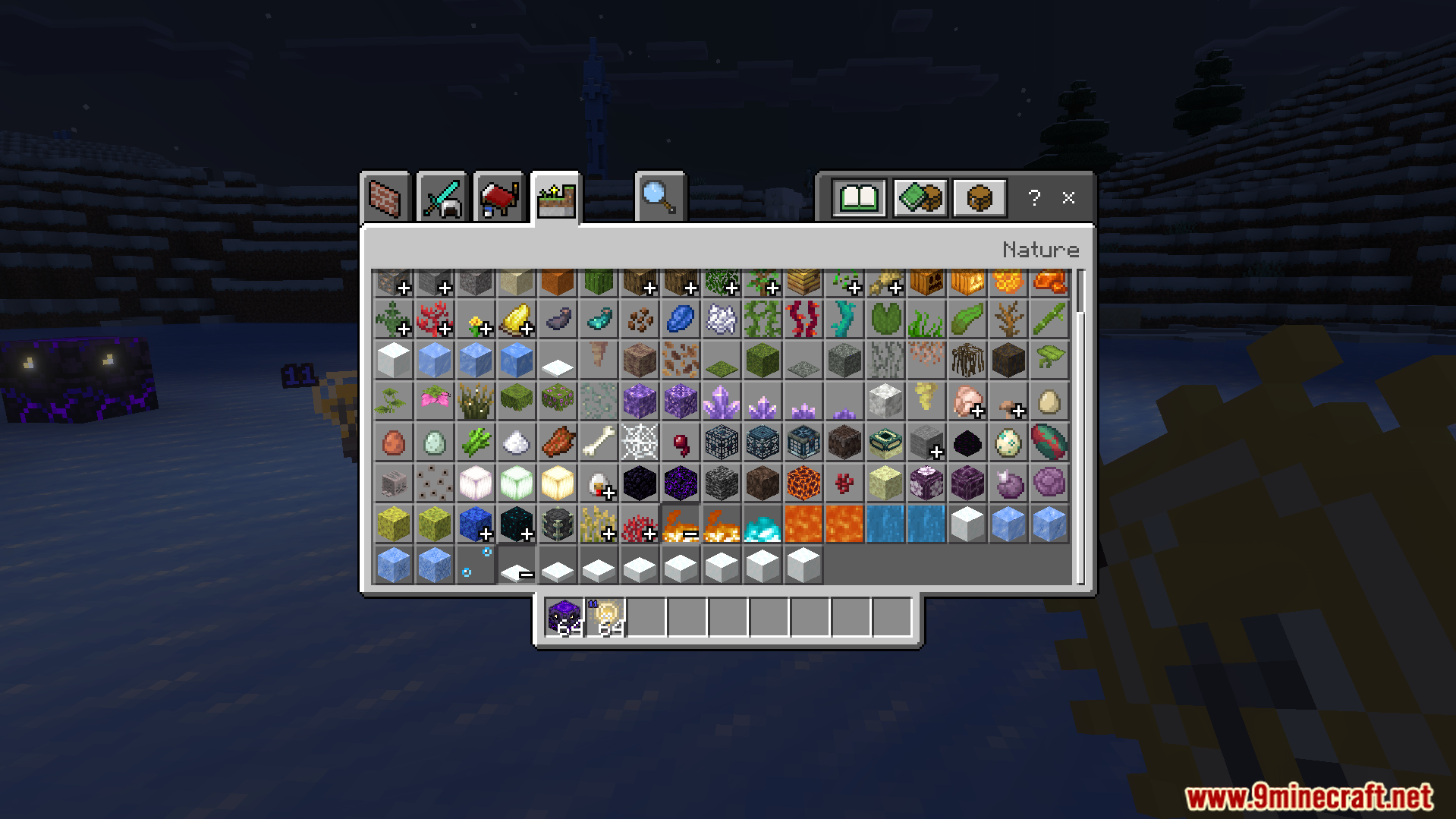 Cheats And Secret Items In The Creative Menu Addon showing technical items