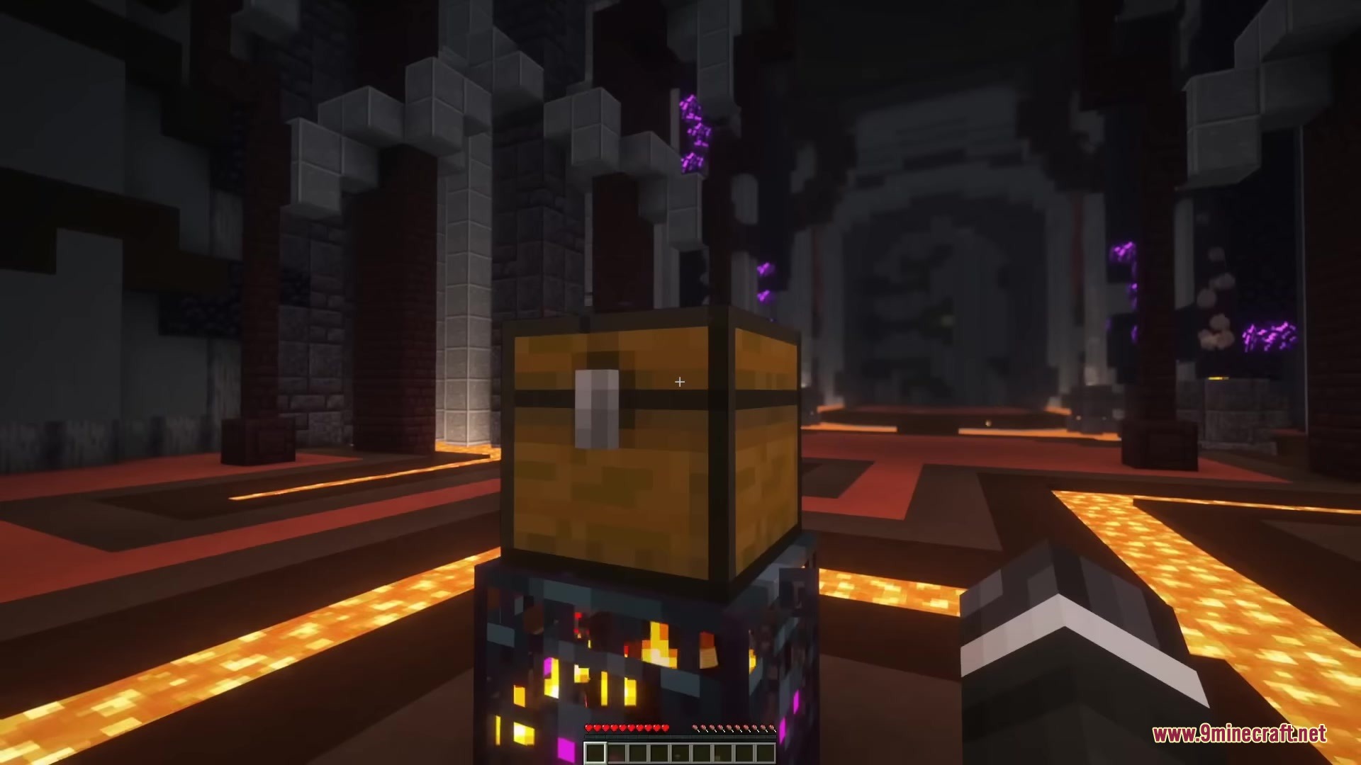 Clavis Mod Screenshot 5 A wooden chest sits on a monster spawner inside a dark dungeon