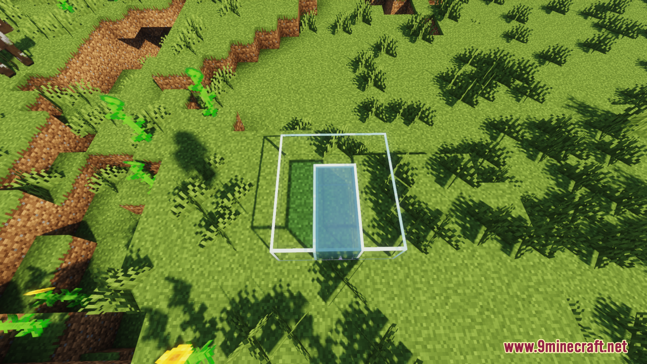 Clear glass blocks with invisible borders highlighting the connected texture effect