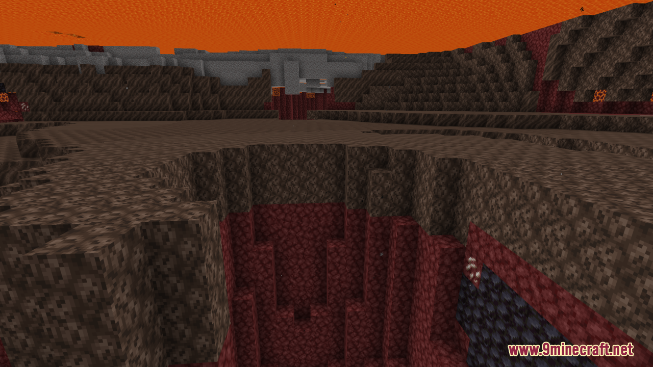 Transparent lava ceiling revealing the Nether landscape with Clear Lava Resource Pack