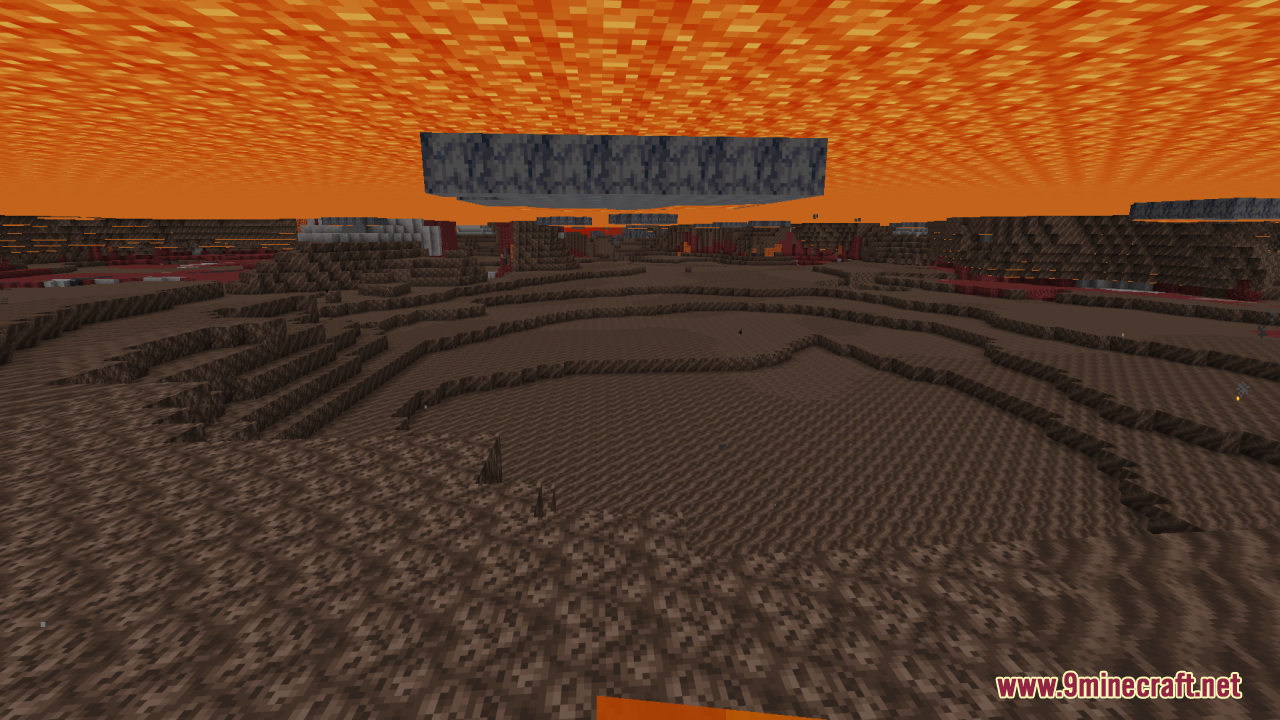 A wide shot of the Nether with transparent lava revealing the ground below