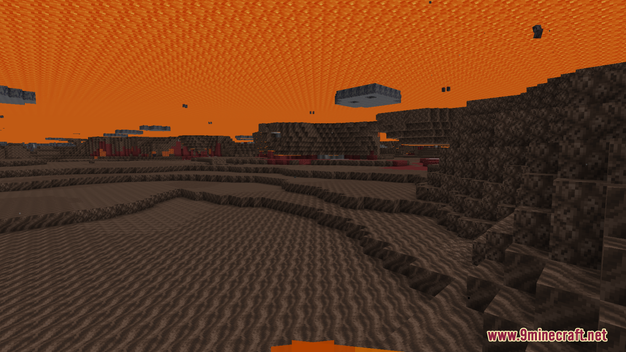 A vast soul sand valley viewed under a completely transparent layer of lava