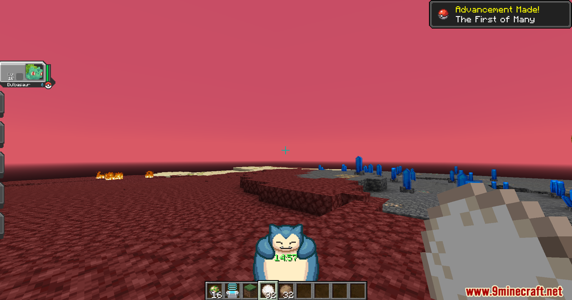 Cobble Safari Mod Screenshot 4 A wild Snorlax stands in a distorted dimension with a red sky