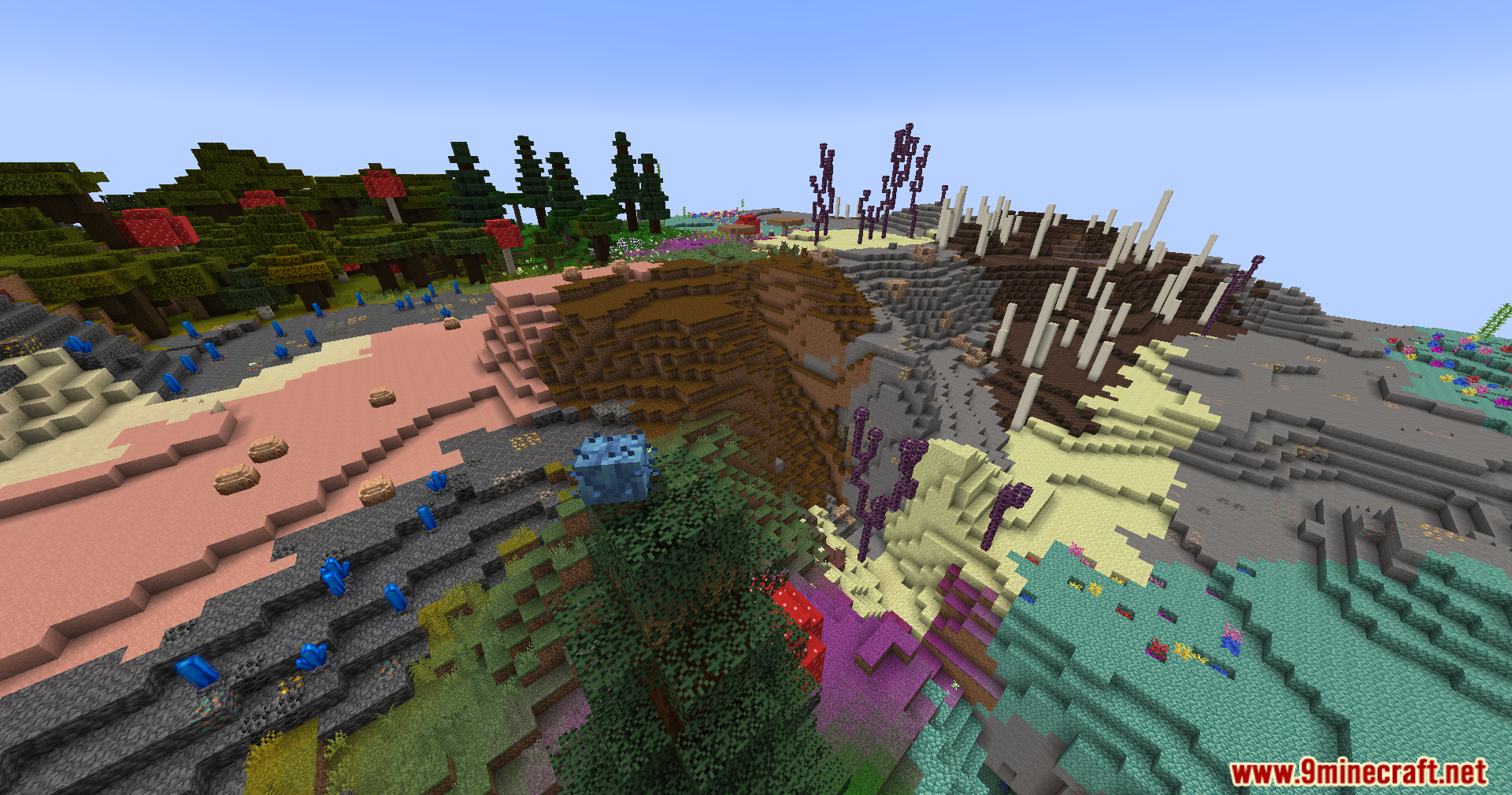 Cobble Safari Mod Screenshot 5 A wide view of the diverse biomes found in the Safari zone