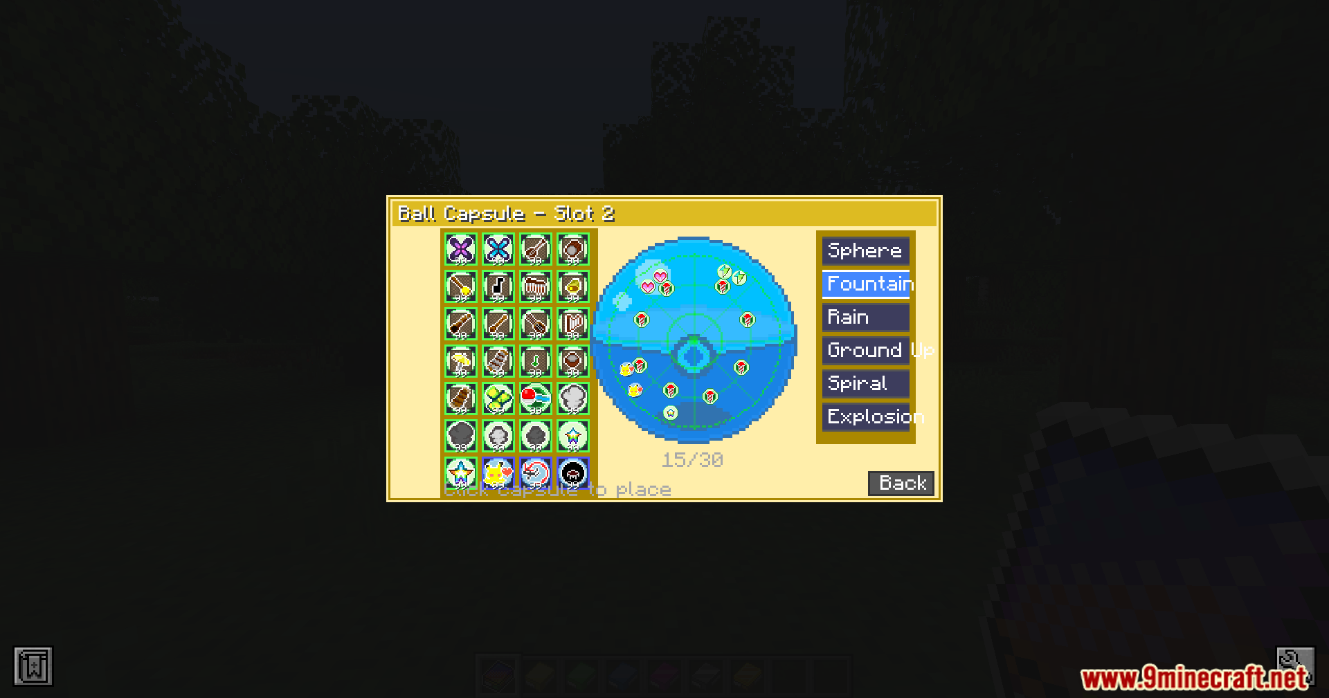 Customizing Poke Ball entrance effects with the Cobblemon Ball Stickers Mod menu