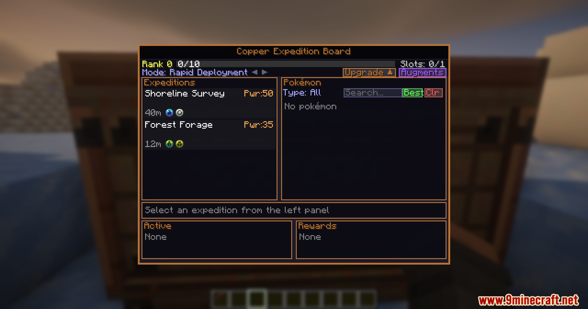 Interface of a Copper Expedition Board showing available missions and rewards