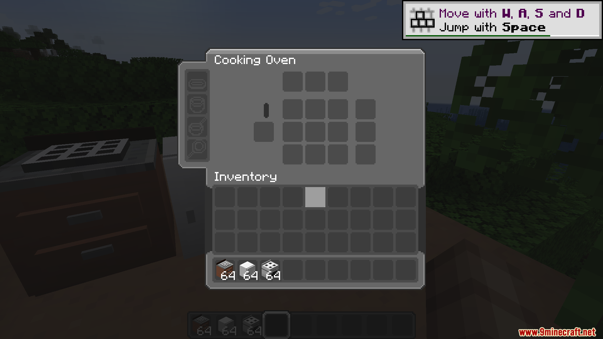 Modded cooking oven interface with a gray pocket monster style and rounded slots
