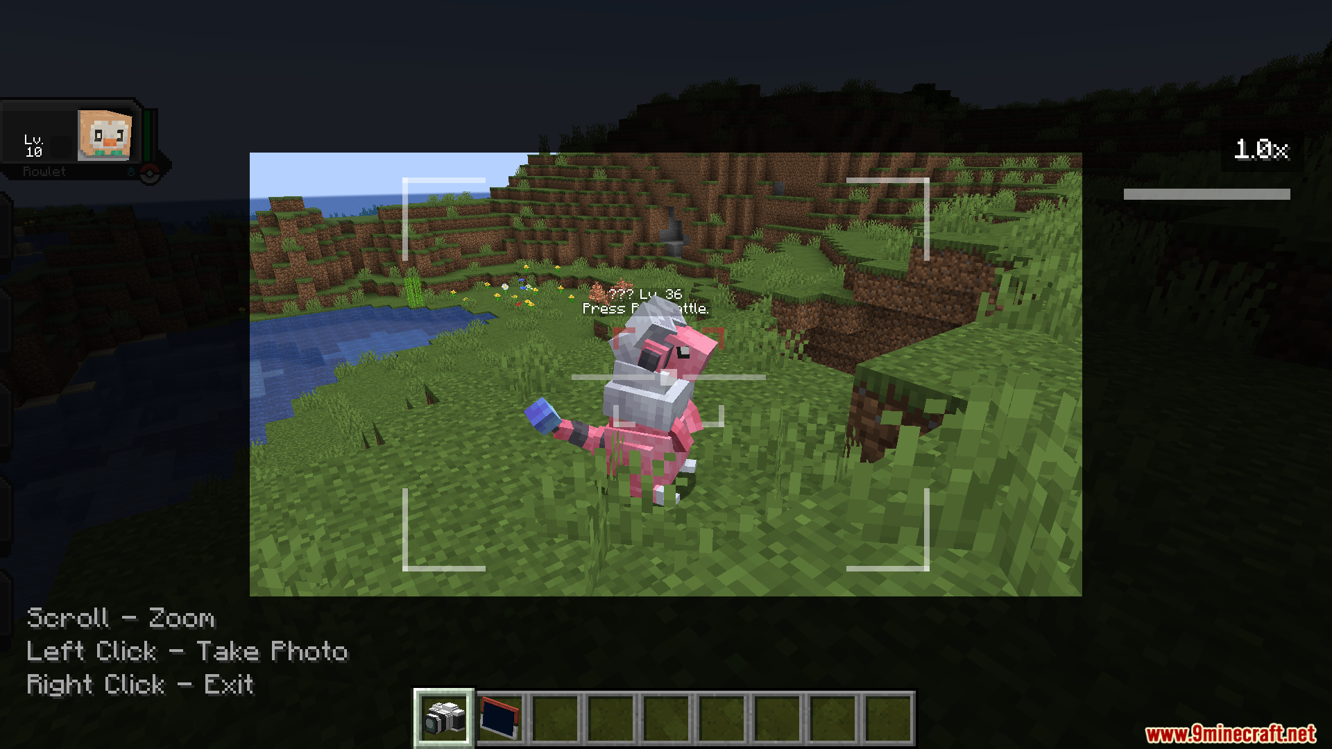 Player uses the Cobblemon Snap Mod camera to photograph a wild Flaaffy