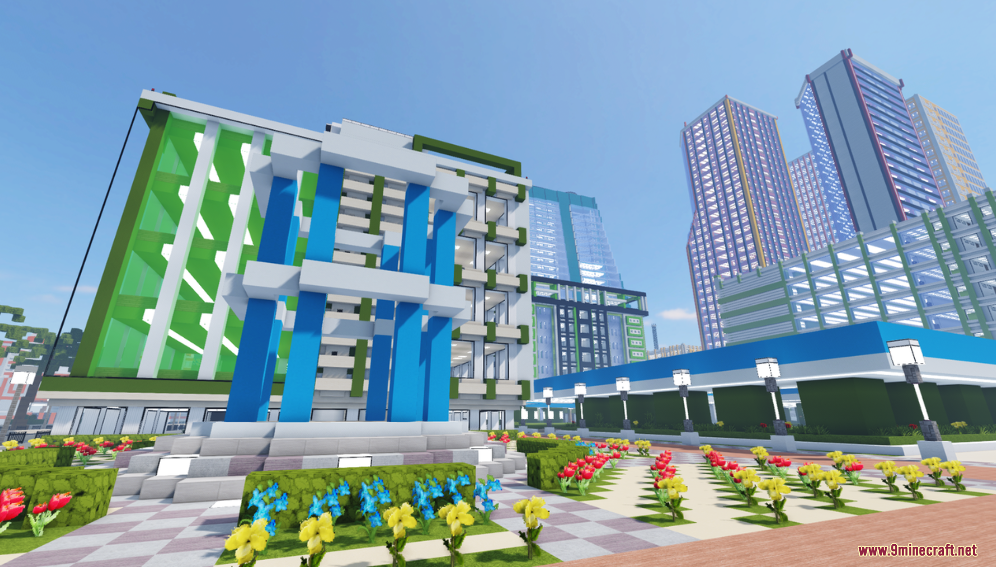 Colorville the City Map Screenshot 3 A vibrant flower garden in front of modern skyscrapers in Colorville The City Map