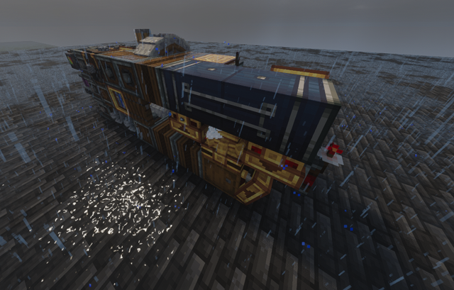 Compact and Efficient Iron Farn Schematic Screenshots 1 A long narrow iron farm structure built on a dark wet surface