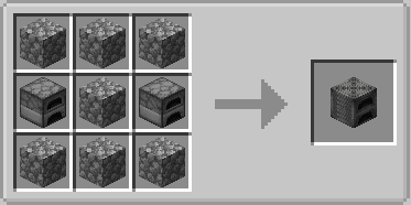Crafting recipe for a compressed furnace block using cobblestone and basic furnaces