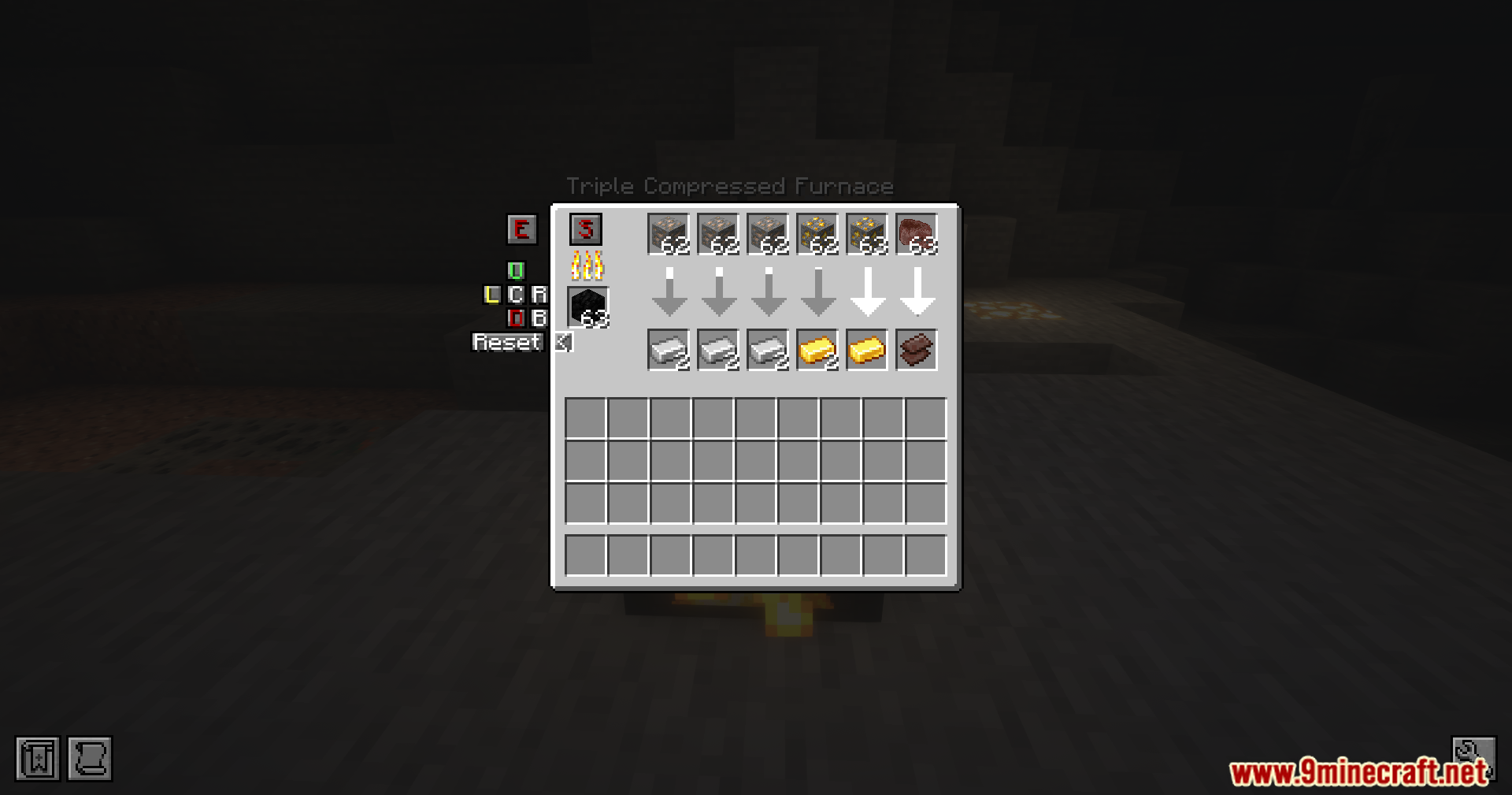 Smelting multiple items simultaneously using the advanced machine interface with side controls