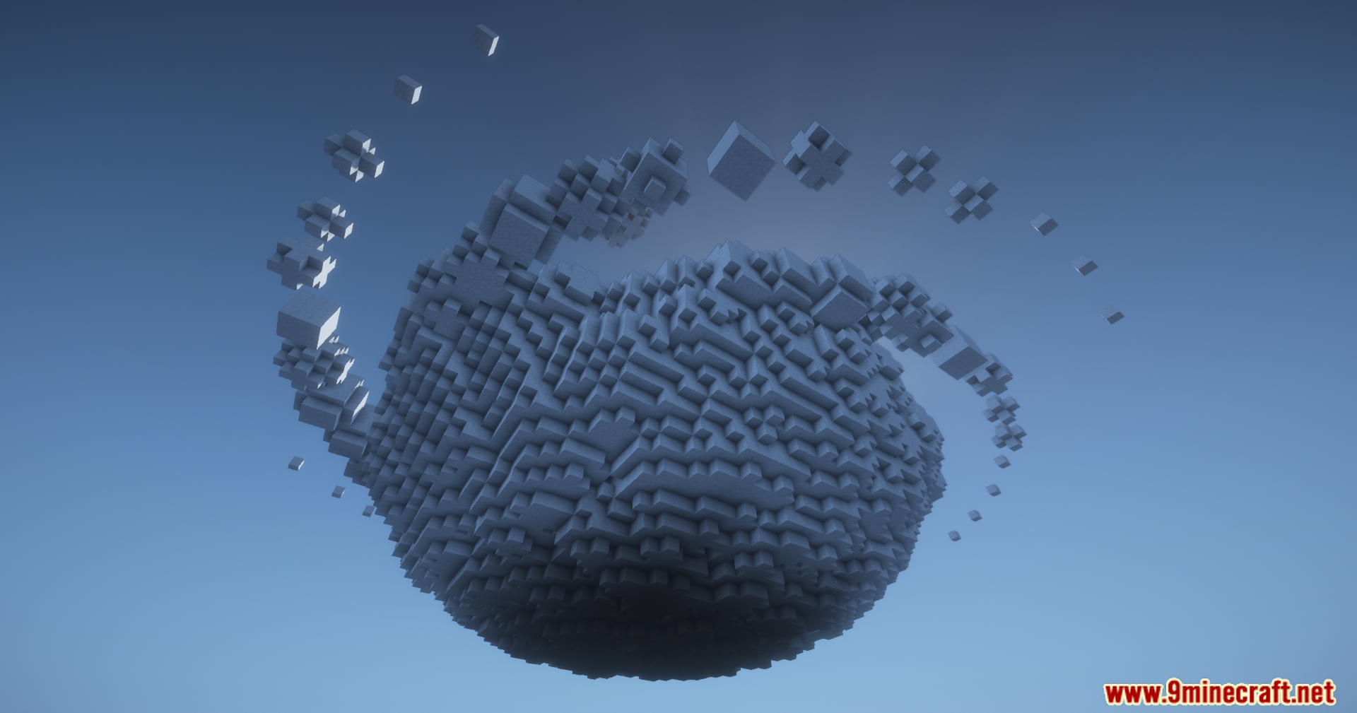 Confluence Music Mod Screenshot 6 A massive cluster of blocks forms a swirling sphere in the open air