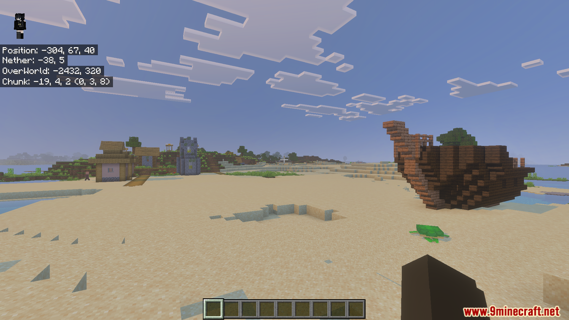 Coordinates Plus Texture Pack Screenshot 3 Coordinates Plus Texture Pack shows exact chunk and dimension locations on the screen