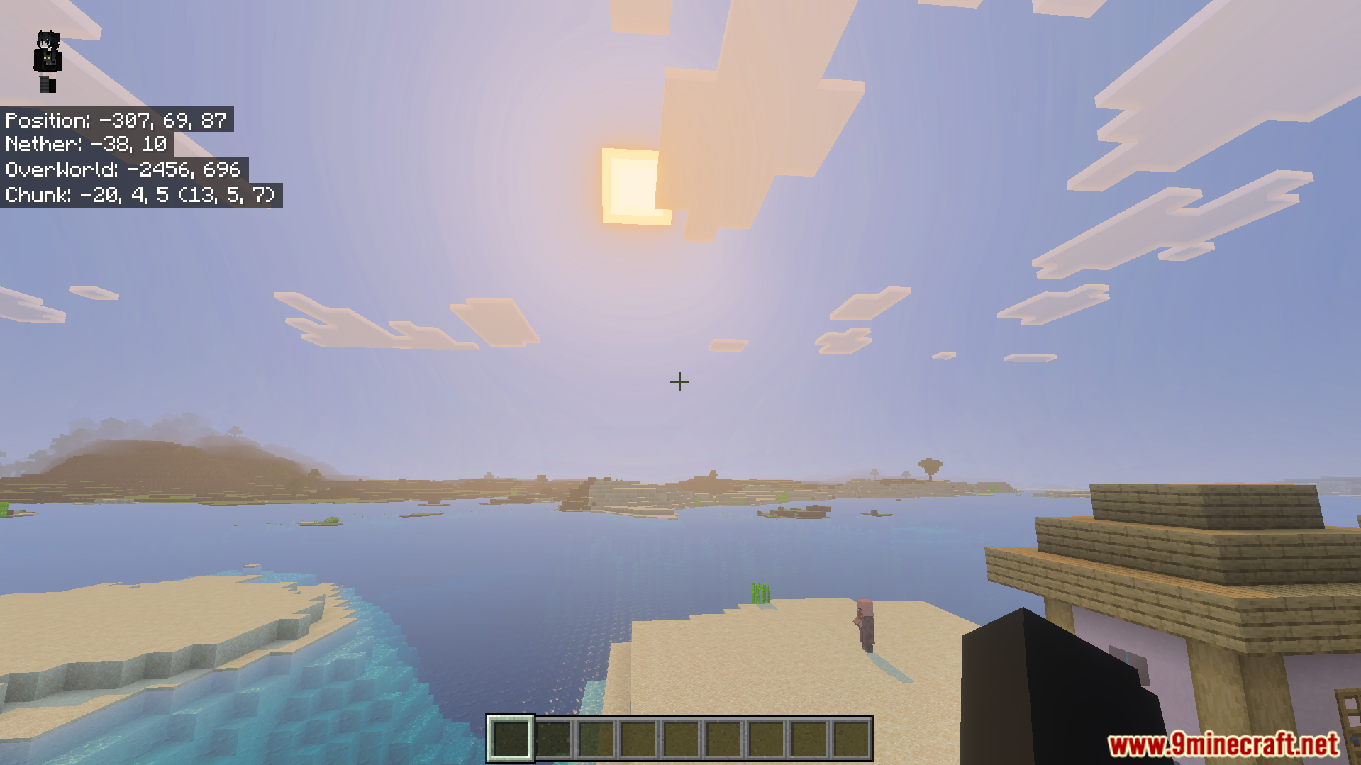 Coordinates Plus Texture Pack Screenshot 4 Viewing Overworld and Nether coordinates at the same time while exploring the world