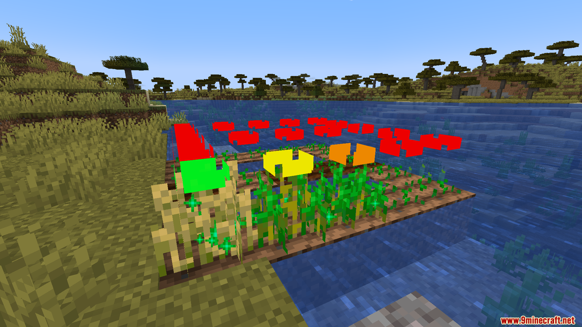 Crops Plus Resource Pack adds colored indicators to show plant growth in Minecraft