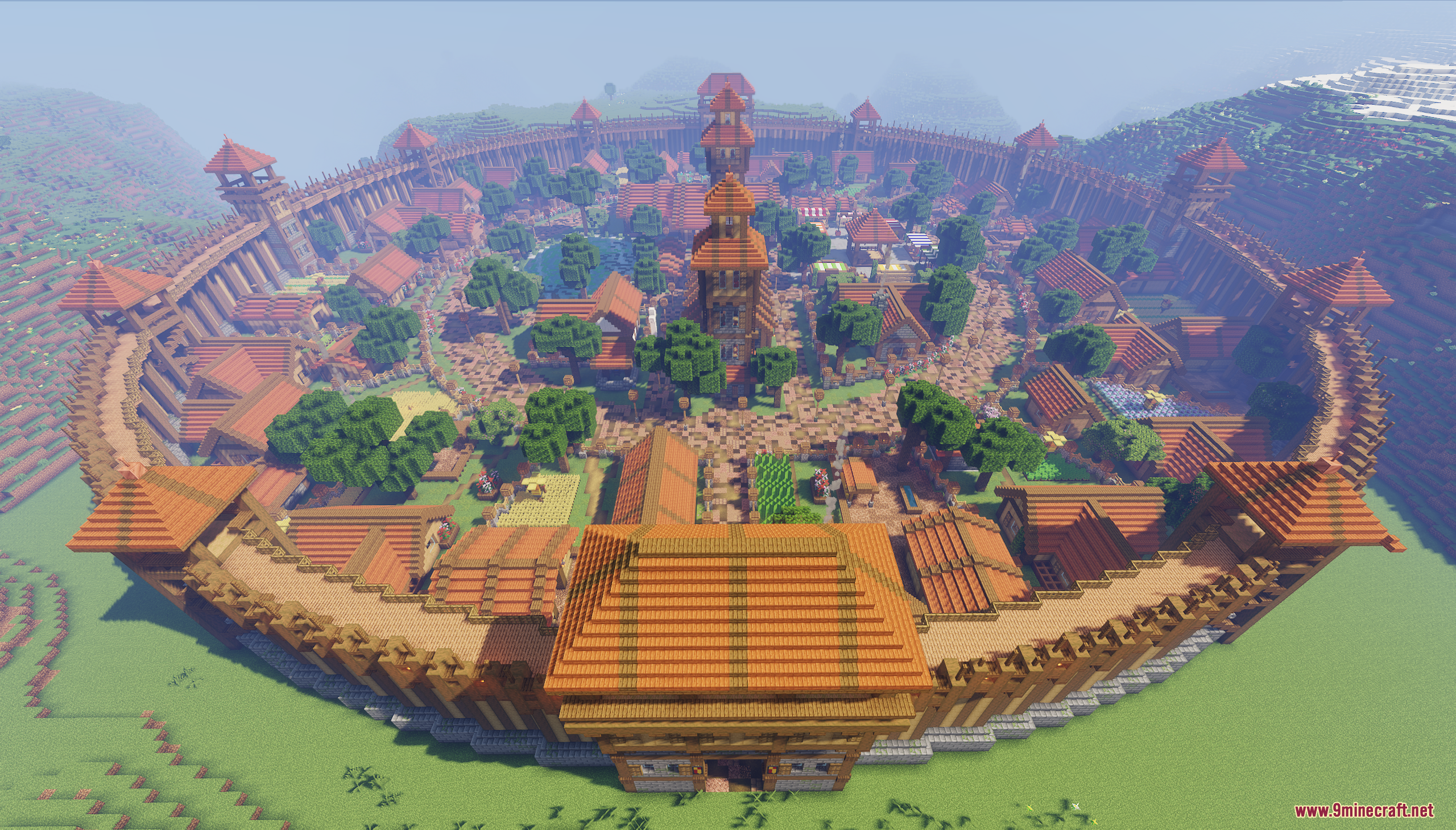Dalia Map Screenshot 1 Aerial view of the Dalia Map featuring a large circular medieval town