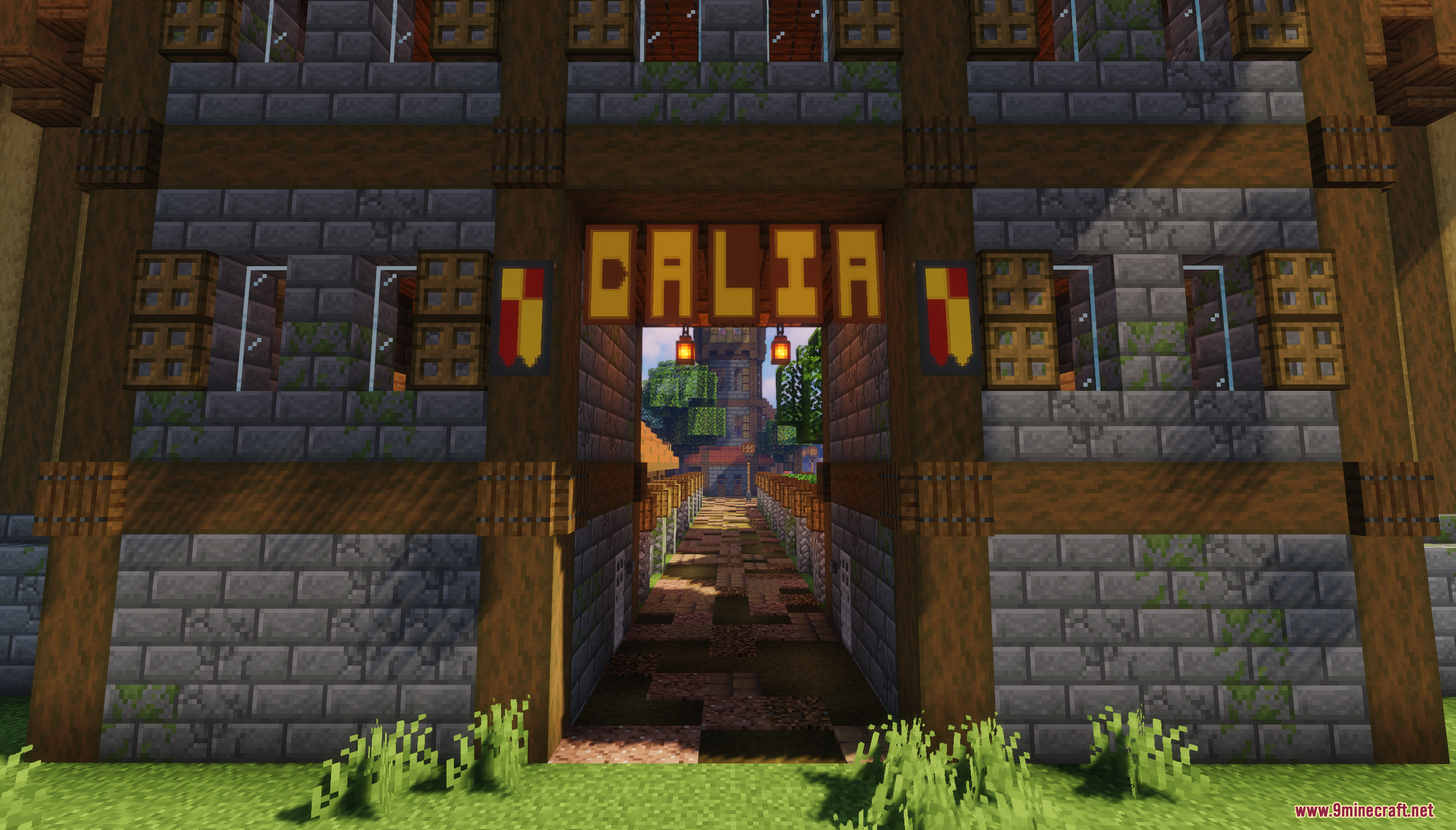 Dalia Map Screenshot 9 A stone gateway with banners spelling Dalia leading into a medieval village