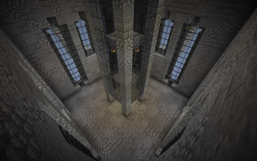 Damocless Code Geass Schematic Screenshots 2 Inside view of a stone building with tall windows and central pillar