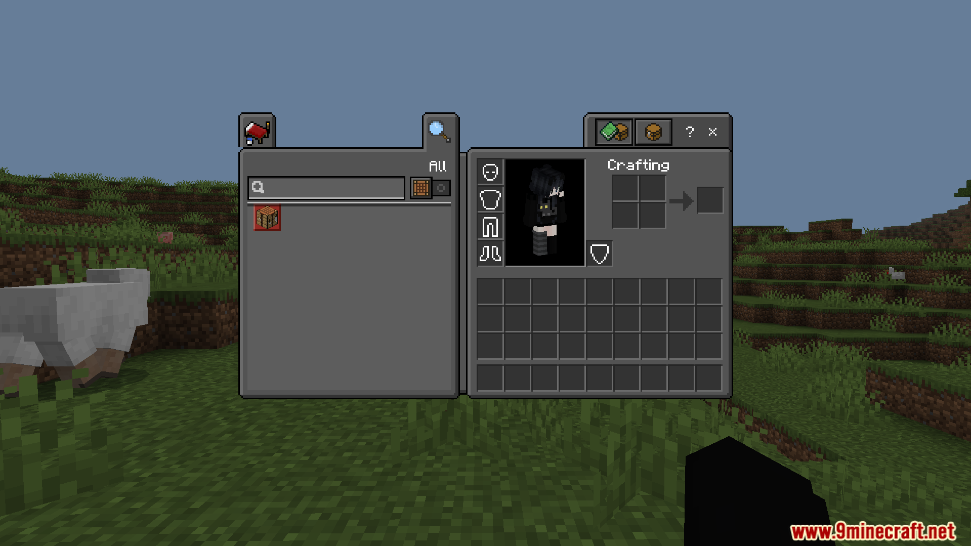 Dark Theme Texture Pack Screenshot 6 The player inventory screen features a dark grey theme for better visibility