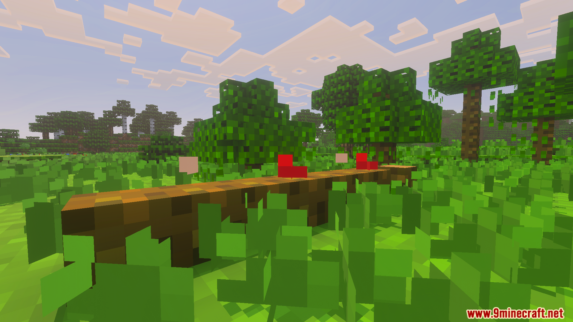 Delight four by four Texture Pack showing simplified forest blocks and mushrooms