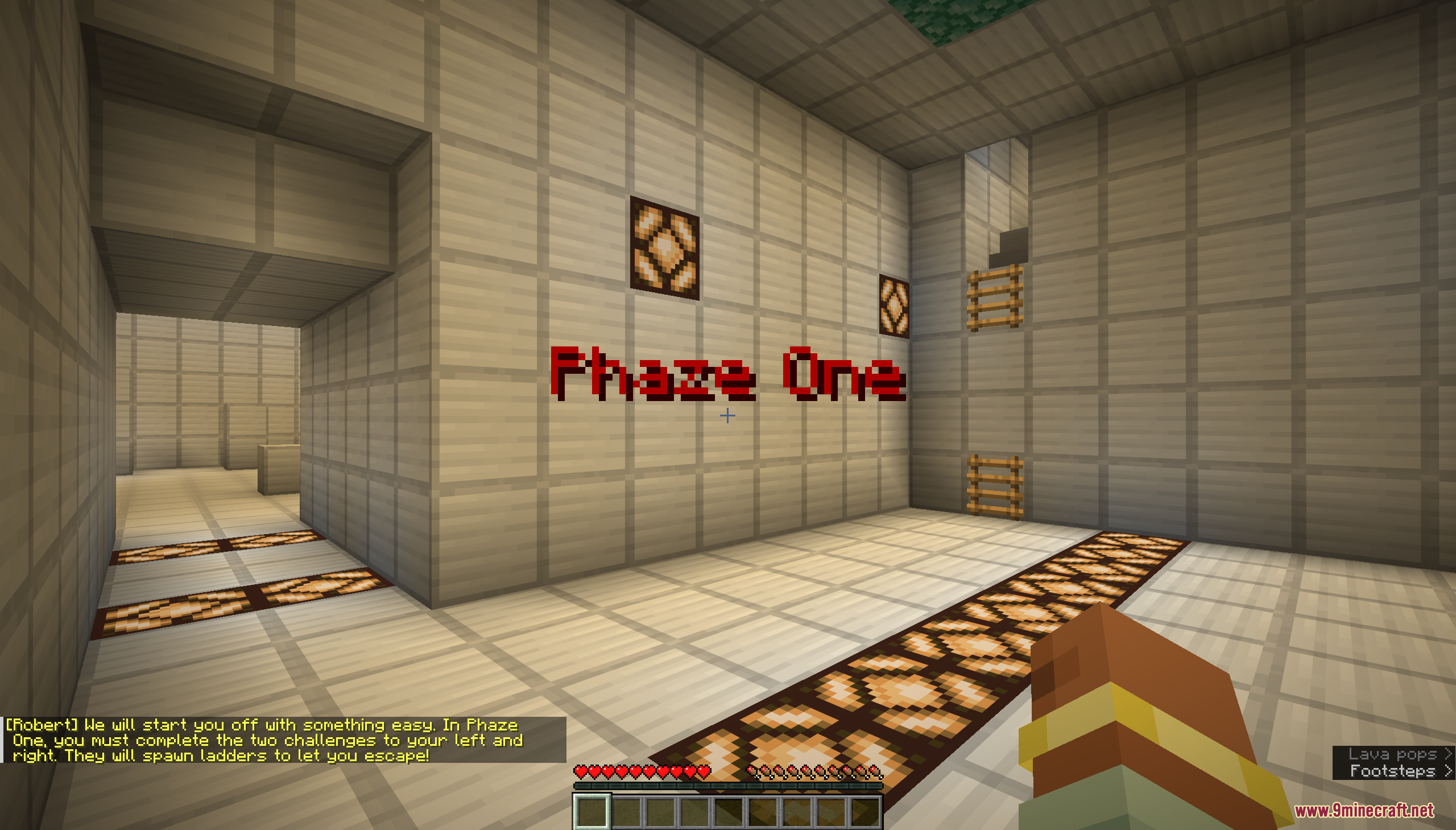 Desert Island Survival Map Screenshot 6 A white room with red text and a ladder for the player