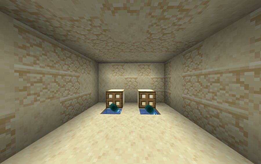 Desert Stash Schematic Screenshots 2 Interior view of a sandstone room featuring two ender pearl stasis chambers