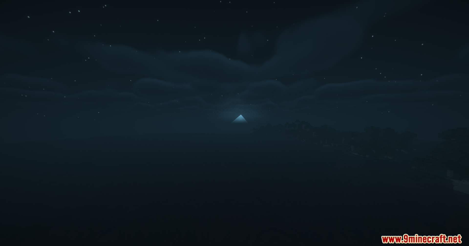 Disable Fog Mod Screenshot 6 A glowing pyramid visible in the distance during a clear Minecraft night