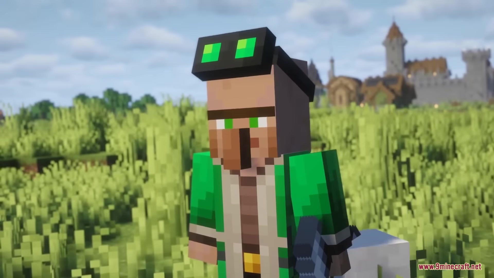 Drifter Mod Screenshot 11 A villager character named the Riftwright stands in a grassy field