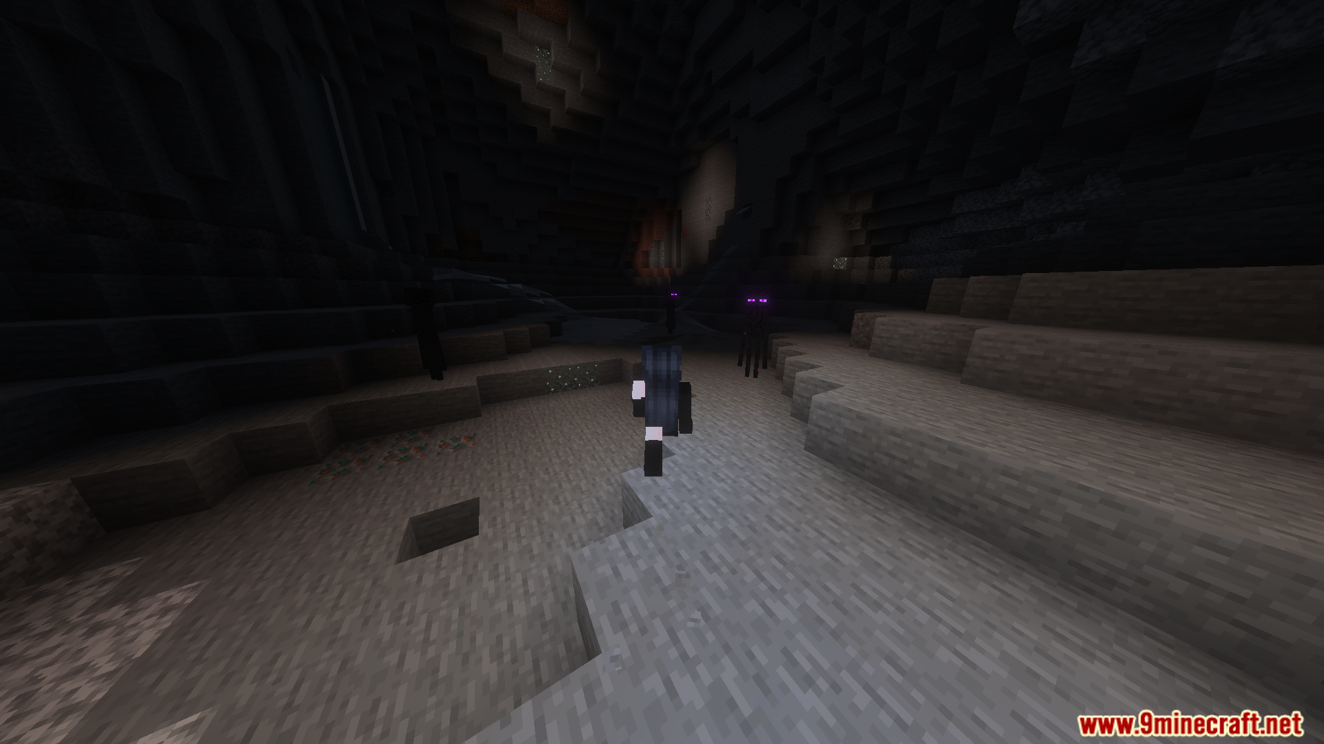 Realistic lighting helps a player see clearly while exploring a dark cave