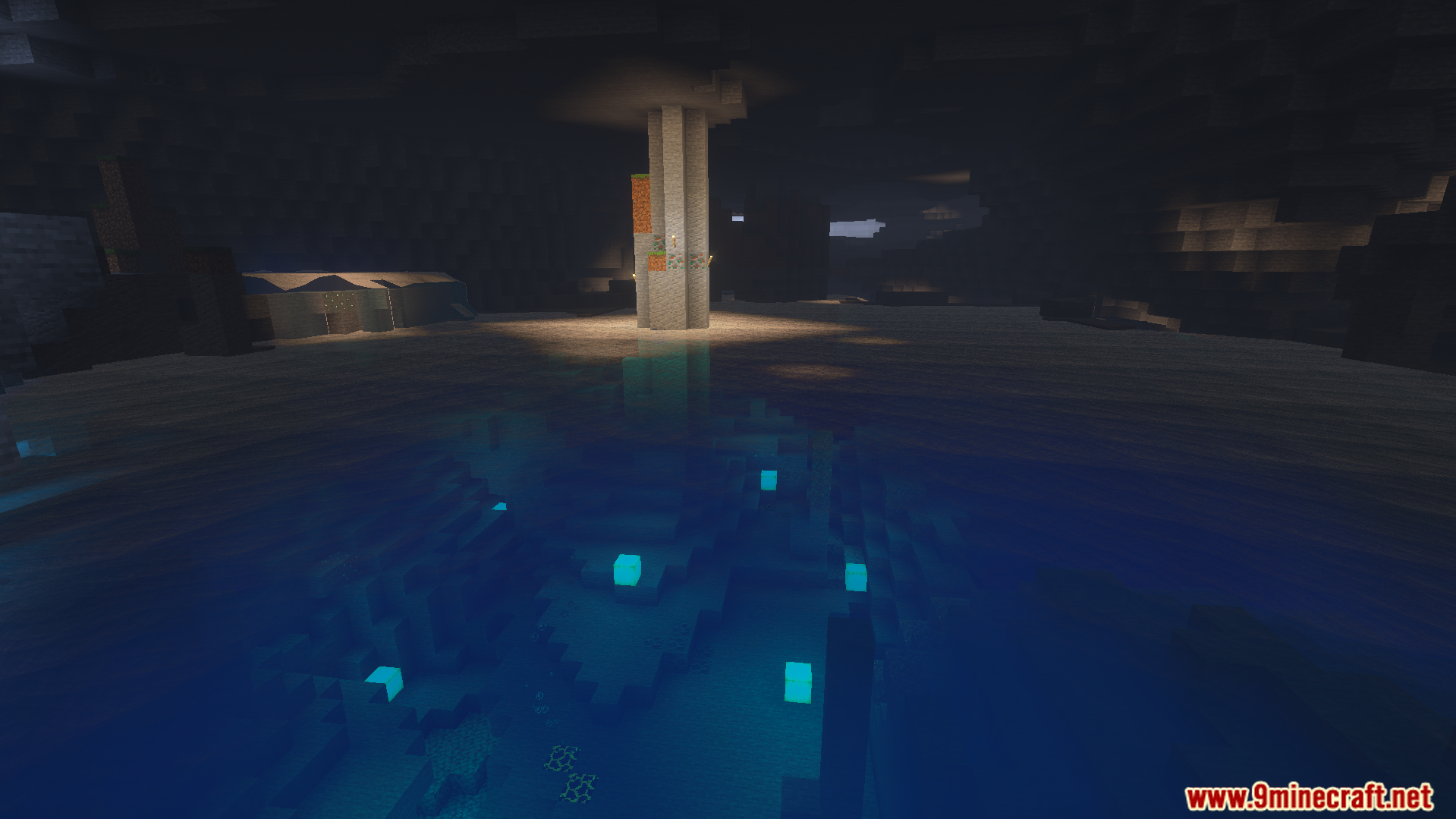 Dynamic Water Texture Pack adds realistic movements and reflections to cave water